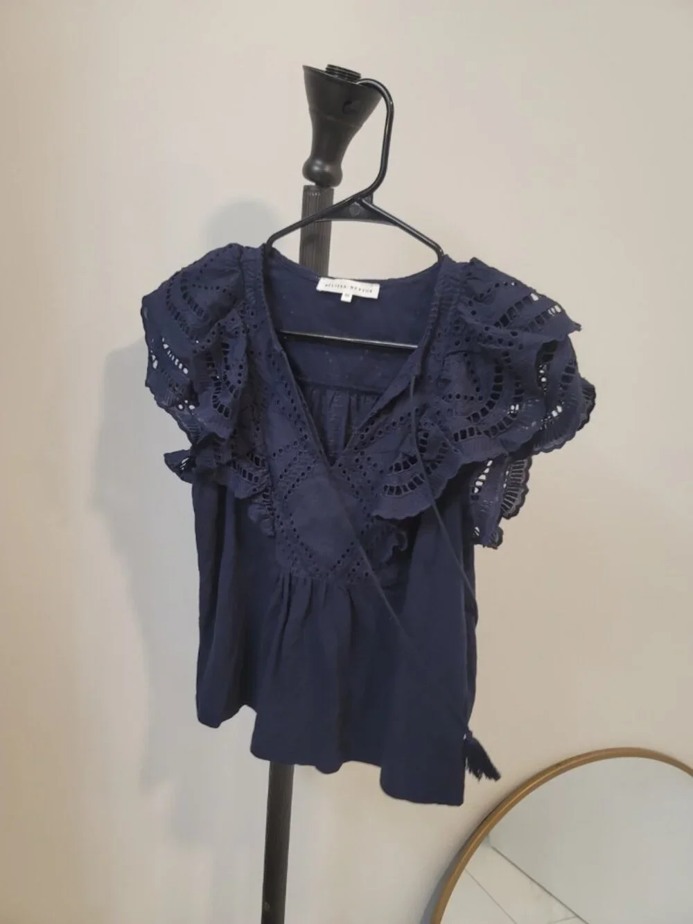 MELISSA NEPTON Navy Blue Emily Blouse Top Small - Picture 2 of 6